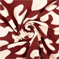 95823-French-Terry-Stoff-Leoparden-dunkelrot-1-50m-Breite-95823-4.jpg Drapierter French Terry Stoff Leoparden dunkelrot mit weichem Stofffall und kontrastreichem Animalprint.