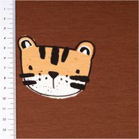95824-French-Terry-Stoff-Tiger-braun-1-50m-Breite-95824-3.jpg French Terry Stoff Tiger braun mit Maßstab zur Darstellung der Größe des orangefarbenen Tigermotivs.