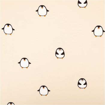 Sweat Stoff angeraut Pinguine beige 1,50m Breite Sweat Stoff angeraut mit kleinen Pinguinen auf Beige, flach ausgebreitet
