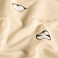 Sweat Stoff angeraut Pinguine beige, weich drapiert