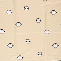Sweat Stoff angeraut Pinguine beige, flach ausgebreitet mit Musterrapport