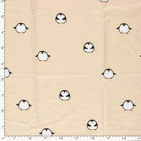 Sweat Stoff angeraut Pinguine beige mit Maßstab, 150cm Stoffbreite