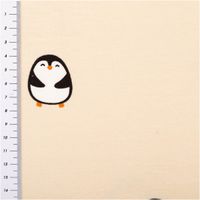 Sweat Stoff Pinguine beige mit Maßband zur Größe der Motive