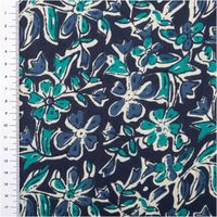 Voile Stoff Batik Blumen indigoblau 1,45m Breite Voile Stoff Batik Blumen indigoblau mit Maßband zur Größe der Blüten