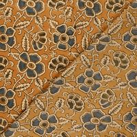 Voile Stoff Batik Blumen ocker blaugrau: Vorderseite und Rückseite im Vergleich Voile Stoff Batik Blumen ocker blaugrau: Vorderseite und Rückseite im Vergleich