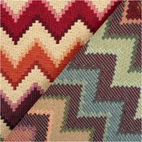 Jacquard Stoff Gobelin Zickzack beige bunt 1,40m Breite Gobelin Zickzack: Vorderseite und Rückseite mit umgekehrten Farben im Vergleich