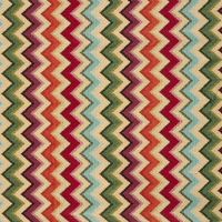 Jacquard Stoff Gobelin Zickzack beige bunt 1,40m Breite – Bild 2 Jacquard Gobelin mit Zickzacklinien in kräftigen Farben auf beigem Grund, flach ausgebreitet