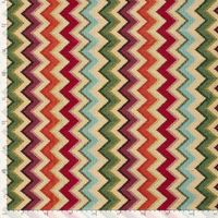 Jacquard Stoff Gobelin Zickzack beige bunt 1,40m Breite – Bild 5 Gobelin Stoff Zickzack beige bunt flach ausgebreitet mit Maßband zur Größeneinschätzung des Musters