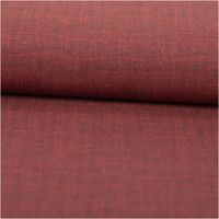 Roter Stoff in Leinenoptik, ideal für Nähprojekte, moduliert in Nahaufnahme, für Textilarbeiten geeignet.