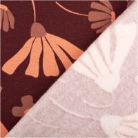 French Terry Stoff Blumen weinrot apricot angeraut 1,50m Breite Zweifarbiges Stoffmuster mit floralen Motiven