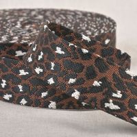 Gurtband Leopardenmuster dunkelbraun schwarz 3,8cm Breite Gurtband mit Leopardenmuster in Dunkelbraun und Schwarz, 3,8 cm breit, aufgerollt