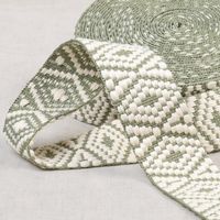 Gurtband Ethno Rautenmuster grau weiß 3,8cm Breite Gurtband mit Rautenmuster im Ethno-Stil in Grau und Weiß, 3,8 cm breit, aufgerollt