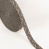 Gurtband Zickzack für Taschen braun schwarz weiß 2,5cm Breite Gurtband in Zickzackmuster mit den Farben braun, schwarz und weiß, seitlich abgewickelt als Rolle