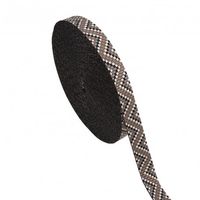 Gurtband Zickzack für Taschen braun schwarz weiß 2,5cm Breite Schmales Gurtband mit Zickzackmuster in Braun, Schwarz und Weiß, 2,5 cm breit, aufgerollt