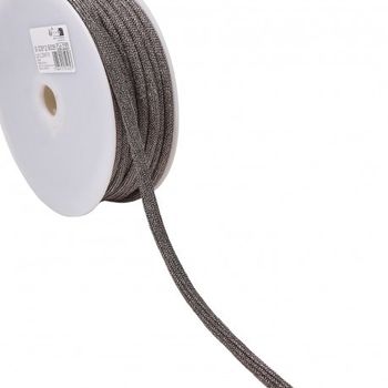 Kordel Kettengeflecht flach Metallic mittelgrau 8mm Breite Flach geflochtene Kordel in Kettenoptik in Mittelgrau, 8 mm breit, auf der Spule
