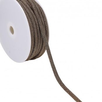 Kordel Kettengeflecht flach Metallic messing 8mm Breite Flach geflochtene Kordel in Kettenoptik in Messing, 8 mm breit, auf der Spule