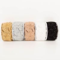 Borte bestickt Blumen Perlen Pailletten weiß silber 7,5cm Breite fünf Rollen bestickte Borte mit Blumen und Pailletten in unterschiedlichen Farben nebeneinander angeordnet