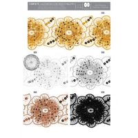 Farbübersicht der bestickten Borte mit Blumen, Perlen und Pailletten in allen Farben, 7,5 cm breit