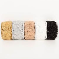 Borte bestickt Blumen Perlen Pailletten gold beige 7,5cm Breite mehrere Rollen bestickte Borte mit Blumen, Pailletten und Perlen in Gold, Silber, Beige, Weiß und Schwarz