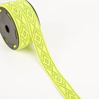 Gummiband Glitzer Rauten geometrisch neongelb silber 4cm Breite neongelbes elastisches Band mit silbernen Rauten, auf einer Rolle, geometrisches Muster