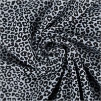 Jersey Stoff Baumwolljersey Mini Leo Stoff mit Leopardenmuster in Schwarz-Weiß gekräuselt