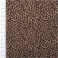 Jersey Stoff Baumwolljersey Mini Leo Leomuster taupe schwarz 1,5m Breite Stoff mit Leopardenmuster und Maßstab an der Seite