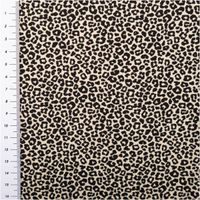 Jersey Stoff Baumwolljersey Mini Leo Leomuster sand schwarz 1,5m Breite Stoff mit Leopardenmuster und Maßstab an der Seite