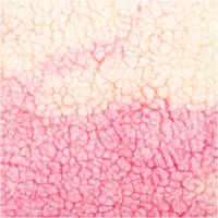 Teddystoff Teddyplüsch Rainbow Batik leuchtend pink blau bunt 1,5m Breite Nahaufnahme einer weichen Stofftextur in Rosa und Weiß.