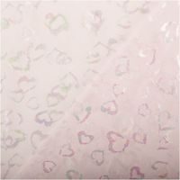 Tüllstoff Glitzer Herzen hellrosa silber irisierend 1,4m Breite hellrosa Tüll mit irisierenden silbernen Glitzerherzen, diagonale Stofffalte sichtbar