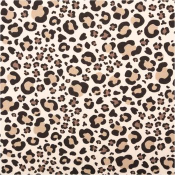 Baumwollstoff Popeline Benja Leopardenmuster beige grau 1,50m Breite Baumwoll-Popeline Benja mit Leopardenmuster in Beige, Grau und Schwarz, flach ausgebreitet
