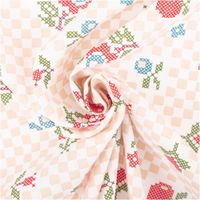 Baumwollstoff Popeline Pomsy Kreuzstich Blumen natur rot 1,50m Breite Popeline Pomsy Kreuzstich Blumen natur rot, zur Spirale gedreht