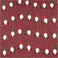 Weihnachtsstoff Dekostoff Halbpanama Jolly Tomte Wichtel Gnome weinrot 1,40m Breite Roter Stoff mit Weihnachtswichteln und Schneeflockenmotiv