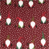 Weihnachtsstoff Dekostoff Halbpanama Jolly Tomte Wichtel Gnome weinrot 1,40m Breite Roter Stoff mit Weihnachtswichteln und weißen Punkten