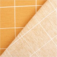 Dekostoff Halbpanama Freehand Grid Lines Gitterlinien Karo senfgelb 1,40m Breite Dekostoff Freehand Grid Lines senfgelb: Vorderseite und hellere Rückseite im Vergleich