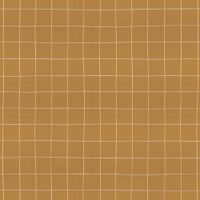 Dekostoff Halbpanama Gitterlinien Freehand Grid Lines senfgelb – Gesamtansicht Halbpanama senfgelb mit handgezeichneten weißen Gitterlinien, Gesamtansicht