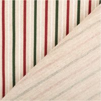 Weihnachtsstoff Dekostoff Halbpanama Leinenlook Little Xmas Stripe Streifen natur rot grün 1,40m Breite Dekostoff Little Xmas Stripe Streifen rot: Vorderseite und hellere Rückseite im Vergleich