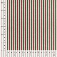 Weihnachtsstoff Halbpanama Leinenlook Streifen Little Xmas Stripe natur – Maßstab Feine rote, grüne und weiße Streifen auf naturfarbenem Halbpanama Leinenlook neben Zentimeterlineal