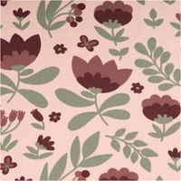 French Terry Stoff Blumen Digitaldruck altrosa beere grün 1,50m Breite French Terry mit grün-rosa Blumenmotiv, altrosa Grund, flächig ausgebreitet, Digitaldruck Stoffdetail