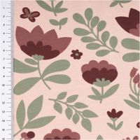 French Terry Stoff Blumen Digitaldruck altrosa beere grün 1,50m Breite French Terry mit Blumen und Blättern in altrosa, grün und beere, Stoff mit Maßband am Rand
