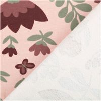 French Terry Stoff Blumen Digitaldruck altrosa beere grün 1,50m Breite French Terry Blumenstoff altrosa mit beerefarbenen Elementen, Vorder- und Rückseite sichtbar