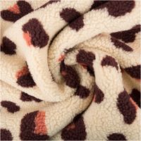 Teddy Stoff Sherpa Fleece Leo beige braun 1,50m Breite beiger Sherpa Fleece Stoff mit braunem Leopardenmuster, Stoff spiralförmig drapiert