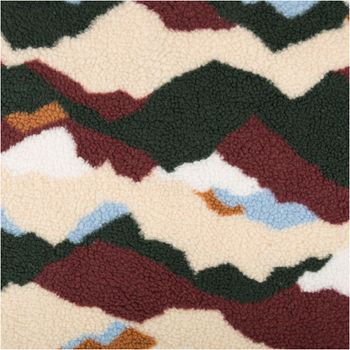 Teddy Stoff Sherpa Fleece abstrakte Wellen bordeauxrot bunt 1,50m Breite Nahaufnahme von weichem Sherpa Fleece Stoff mit abstrakten Wellen in bordeauxrot, grün und creme