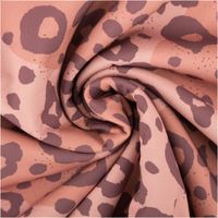 Softshell Stoff mit Fleece-Innenseite Digitaldruck Leo lachs braun 1,45m Breite Softshell Stoff mit lachsbraunem Leopardenprint in Spiralform gedreht