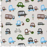 Softshell mit Autos, Baggern und Bussen flach mit Maßband zur Größe des Musters Softshell mit Autos, Baggern und Bussen flach mit Maßband zur Größe des Musters