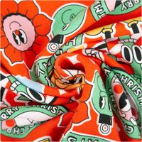 Sweat Stoff angeraut Holly Weihnachten Retro Comic Figuren rot grün von Swafing 1,50m Breite Sweatstoff mit roten, grünen und weißen Retro Comic-Motiven weihnachtlich zur Spirale gelegt