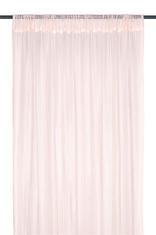 Vorhang Schal mit Stangendurchzug transparent feine Streifen rosa 140x240cm Transparenter Vorhang in Rosa mit Stangendurchzug an einer Gardinenstange, Gesamtansicht vor hellem Hintergrund