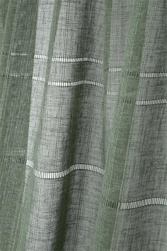 Vorhang Schal mit Multifunktionsband Leinenoptik Querstreifen khaki 140x240cm Nahaufnahme der halbtransparenten Leinenoptik in Khaki mit durchbrochenen Querstreifen