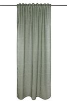 Vorhang Schal mit Multifunktionsband Leinenoptik Querstreifen khaki 140x240cm Vorhang Norah in Khaki in schmaler Gesamtansicht mit gleichmäßigem Faltenwurf