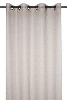 Transparenter Ösenvorhang in hellem Beige mit Streifen in Bronze an einer Gardinenstange, Gesamtansicht