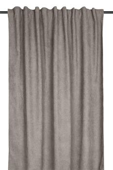 Thermovorhang Dandy Cord mit Multifunktionsband taupe 140x260cm Thermovorhang Dandy aus Cord in Taupe mit Multifunktionsband an einer Gardinenstange, Gesamtansicht vor hellem Hintergrund